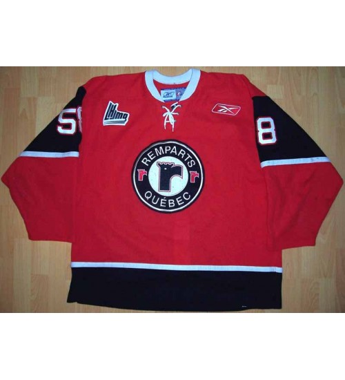 Custom QMJHL Quebec Remparts 2004 05 58 Maxime Lincourt Hockey Jersey Road Red